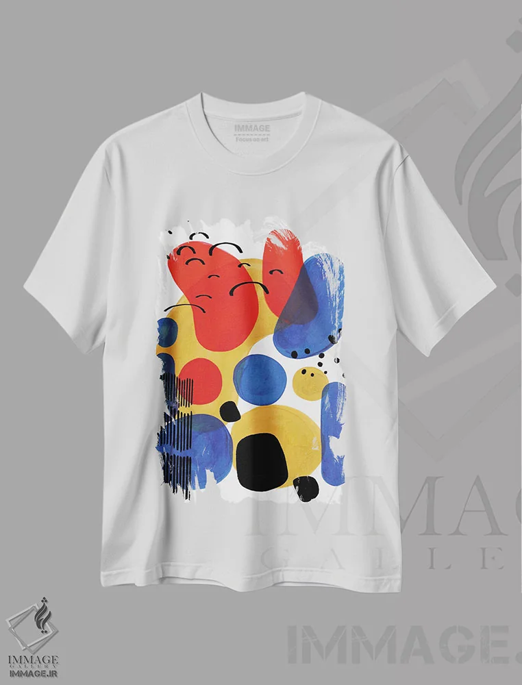 تیشرت سفید طرح دار اولین روز مدرسه، آبستره اثر ان شیپ | immage.ir