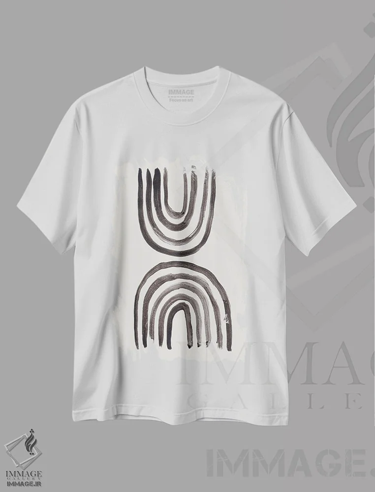 تیشرت سفید طرح دار رنگین کمان ابتدایی اثر ان شیپ | فروشگاه ایماژ