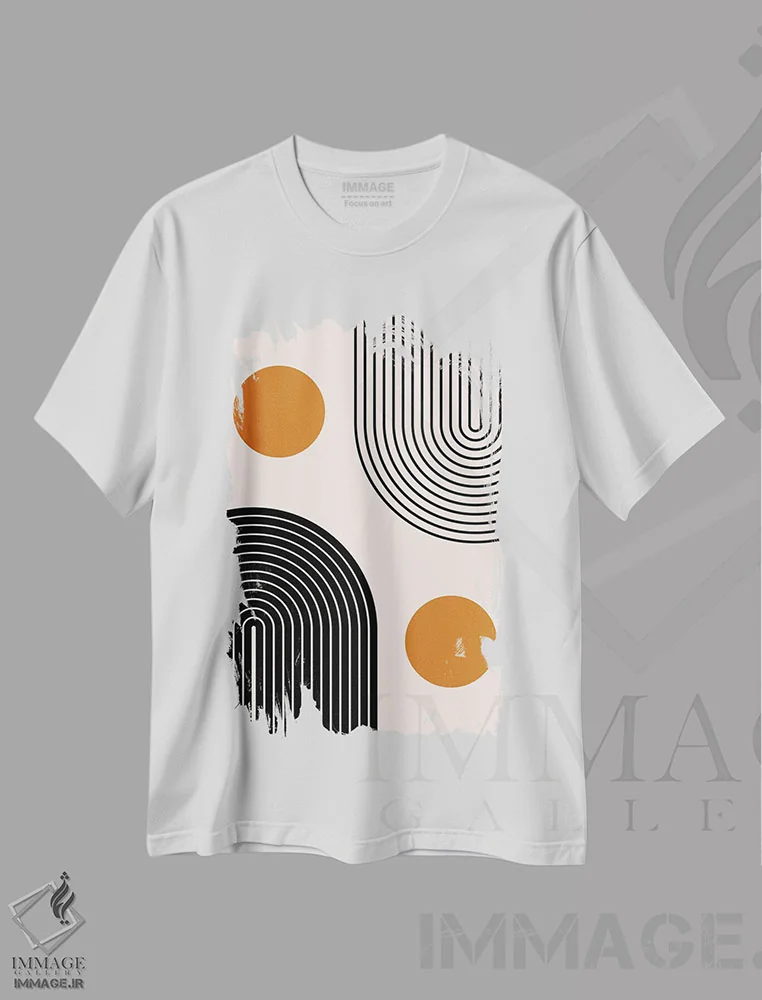 تیشرت سفید طرح دار خطوط تو در توی میانه قرن دوگانه اثر ان شیپ | immage.ir