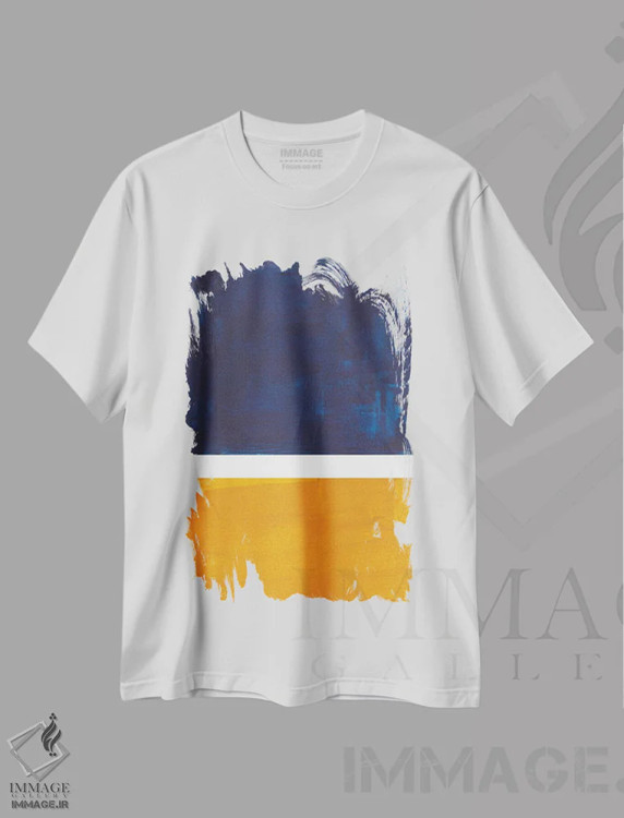تیشرت سفید طرح دار بازآفرینی روتکو طلایی نفتی اثر ان شیپ | immage.ir