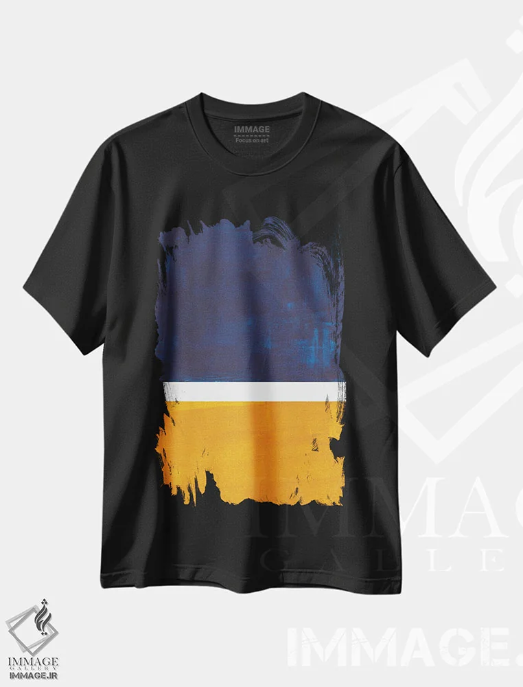 تیشرت مشکی طرح دار بازآفرینی روتکو طلایی نفتی اثر ان شیپ | فروشگاه ایماژ