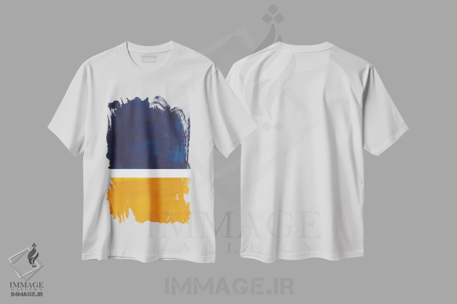 تیشرت سفید طرح دار بازآفرینی روتکو طلایی نفتی اثر ان شیپ | immage.ir