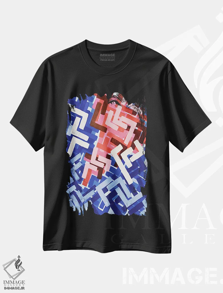 تیشرت مشکی طرح دار گرافیتی آدامس بادکنکی، آبستره اثر ان شیپ | immage.ir
