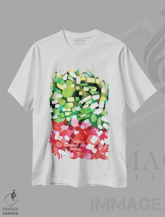 تیشرت سفید طرح دار شکوفایی بهار، آبستره اثر ان شیپ | immage.ir