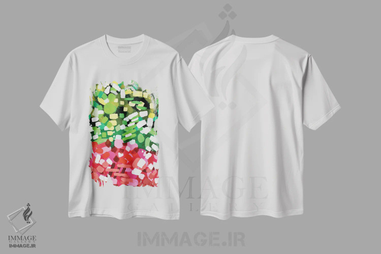 تیشرت سفید طرح دار شکوفایی بهار، آبستره اثر ان شیپ | immage.ir