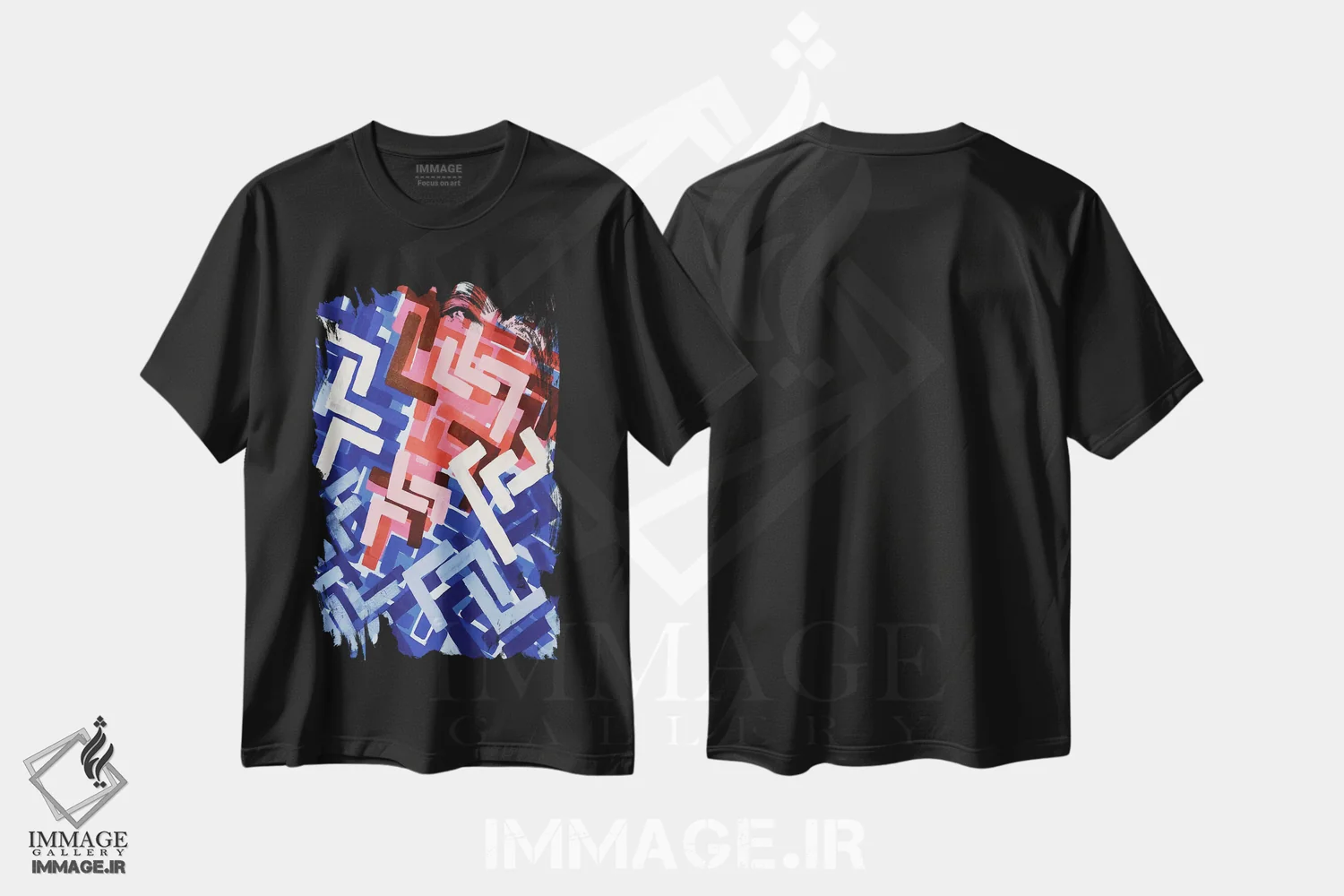 تیشرت مشکی طرح دار گرافیتی آدامس بادکنکی، آبستره اثر ان شیپ | immage.ir