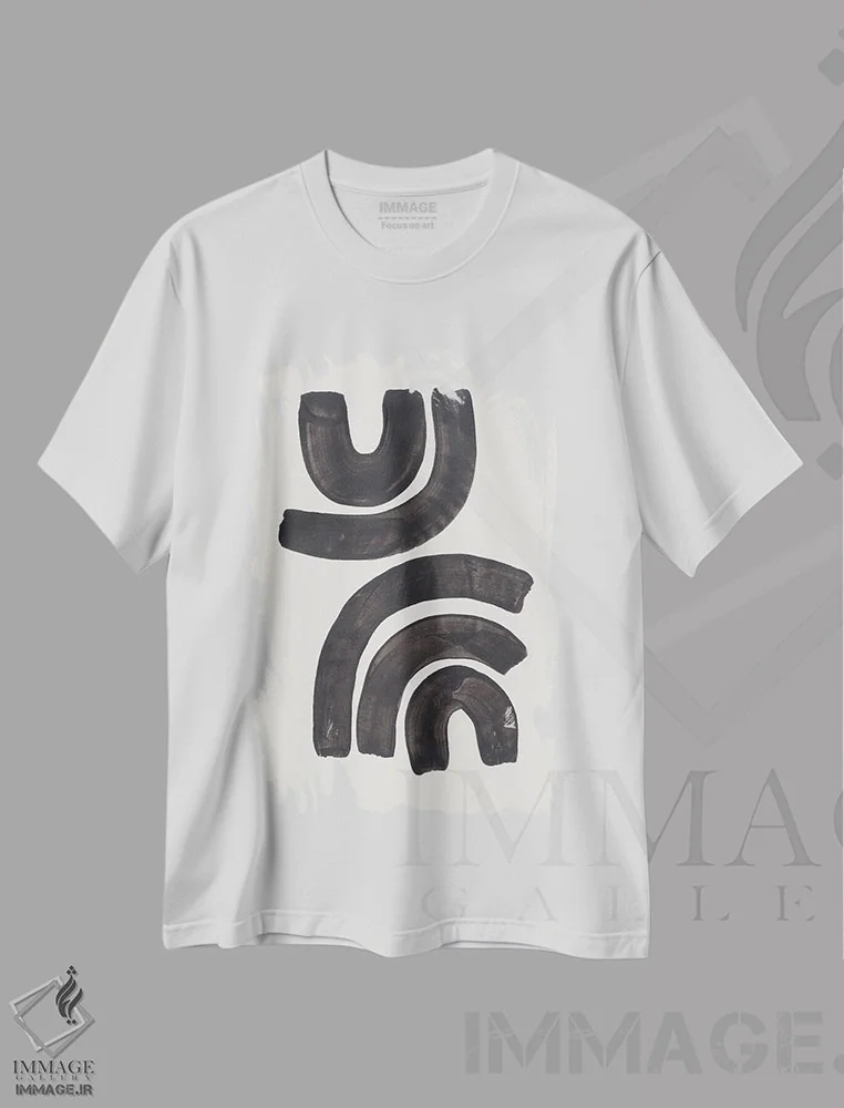 تیشرت سفید طرح دار موج های جوهری اثر ان شیپ | فروشگاه ایماژ