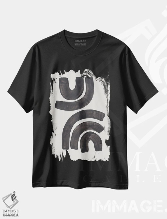 تیشرت مشکی طرح دار موج های جوهری اثر ان شیپ | immage.ir