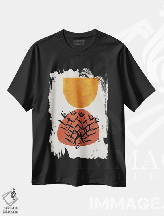 تیشرت مشکی طرح دار درو پاییزی، آبستره اثر ان شیپ | immage.ir