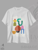 تیشرت سفید طرح دار زمین بازی، آبستره اثر ان شیپ | immage.ir