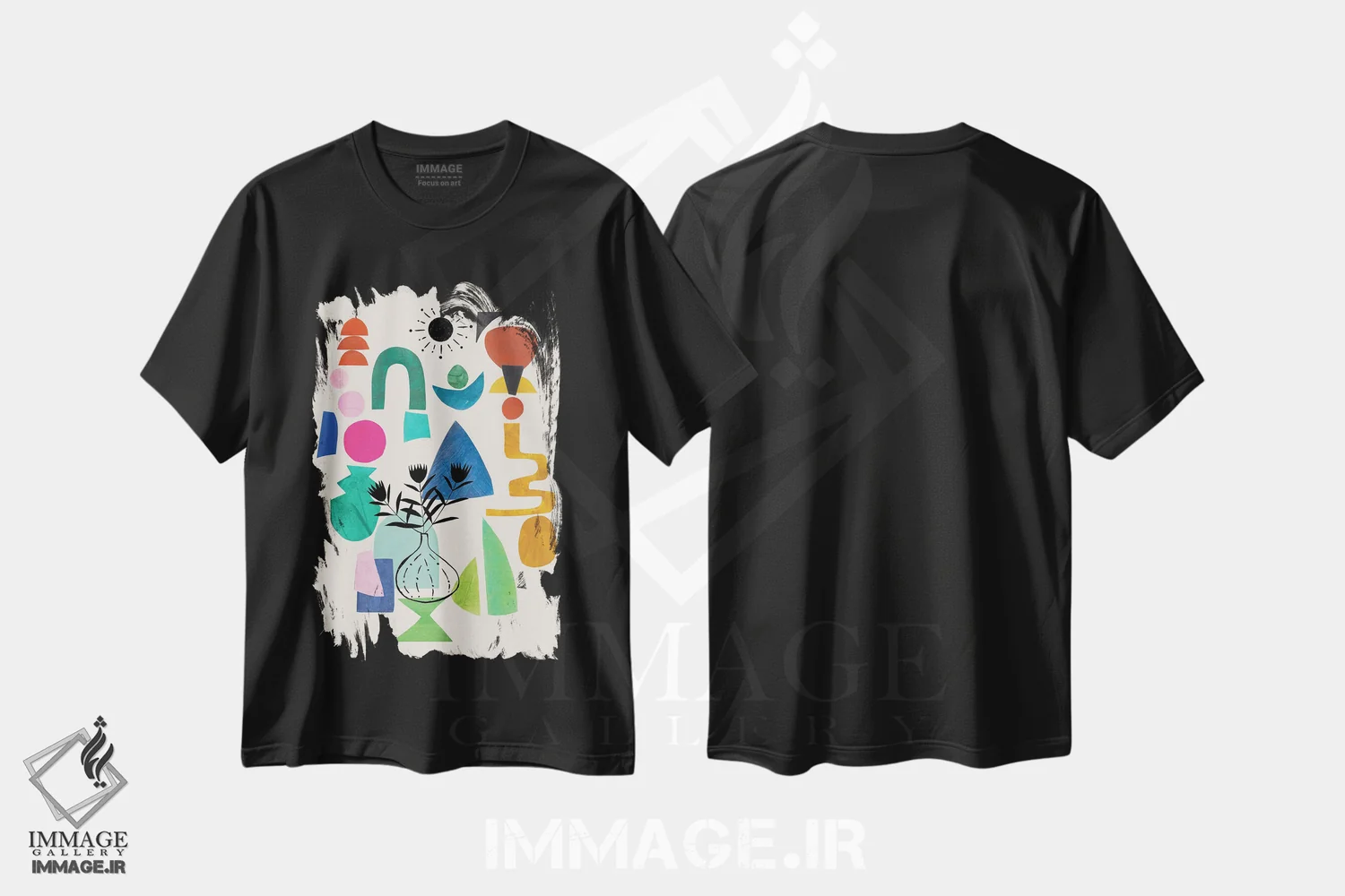 تیشرت مشکی طرح دار برای همیشه ماندگار، آبستره اثر ان شیپ | فروشگاه ایماژ