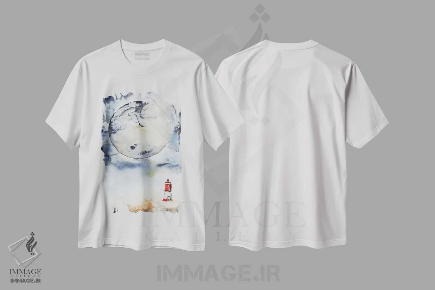 تیشرت سفید طرح دار گربهٔ ماه، مدیوم اثر اوگنیا اسمیرنوا | فروشگاه ایماژ