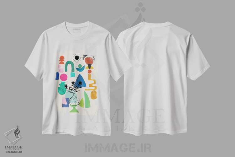 تیشرت سفید طرح دار برای همیشه ماندگار، آبستره اثر ان شیپ | immage.ir