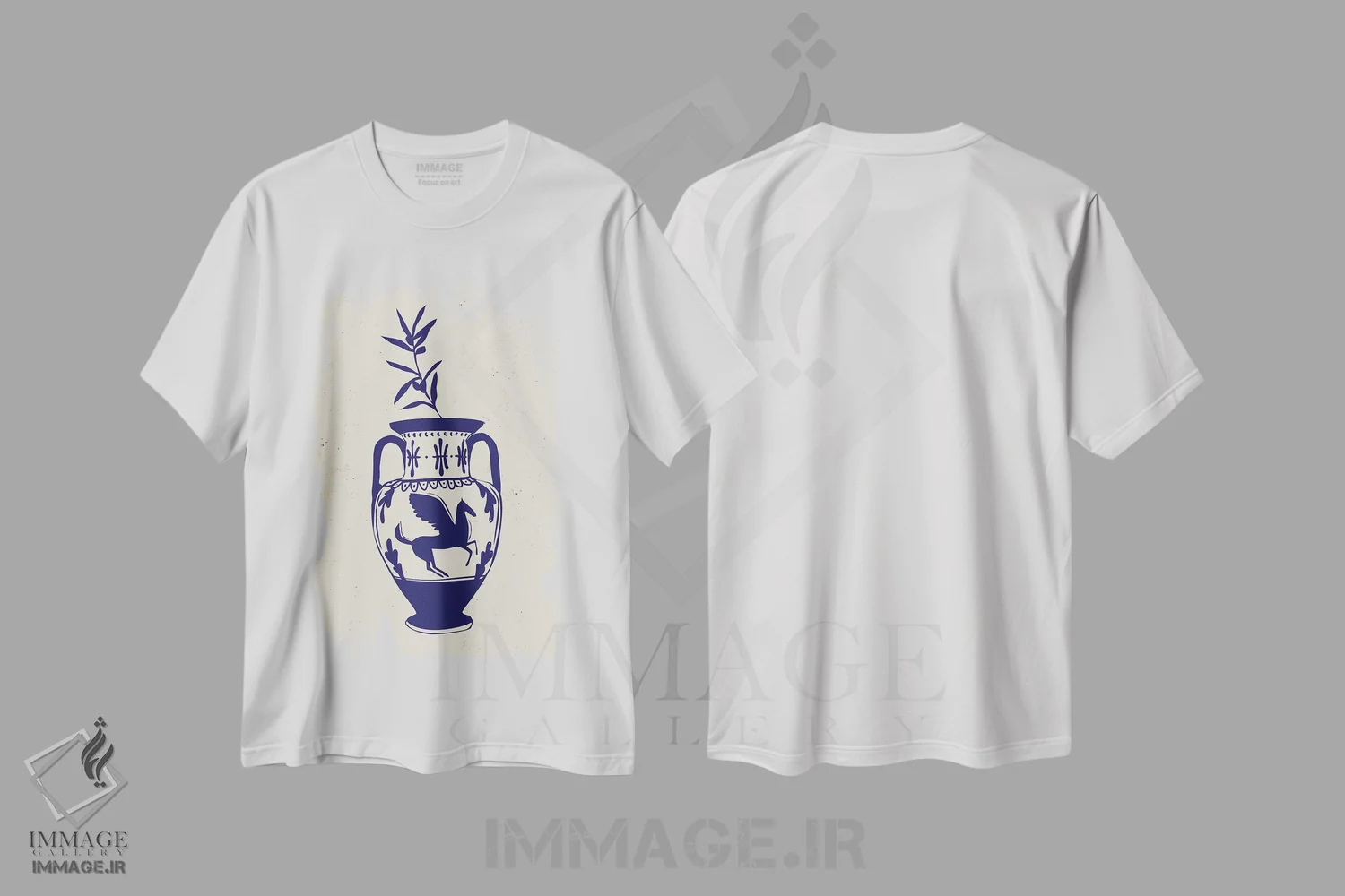 تیشرت سفید طرح دار گلدان یونانی، تزئینی اثر اوگنیا اسمیرنوا | immage.ir