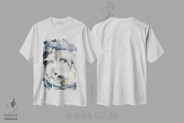 تیشرت سفید طرح دار خوابیدن روی ماه، مدیوم اثر اوگنیا اسمیرنوا | immage.ir