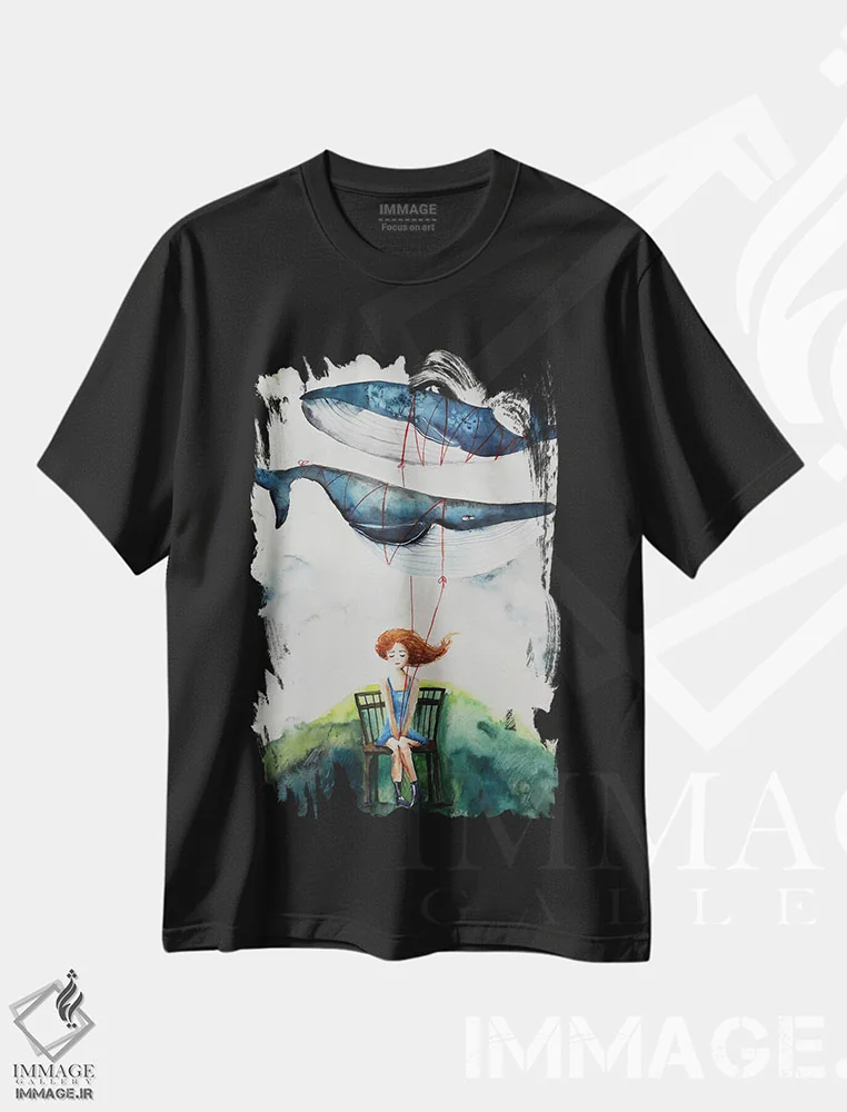 تیشرت مشکی طرح دار در آغوش گرفتن، مدیوم اثر اوگنیا اسمیرنوا | immage.ir