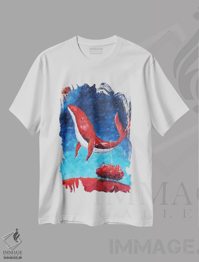 تیشرت سفید طرح دار نهنگ قرمز، مدیوم اثر اوگنیا اسمیرنوا | فروشگاه ایماژ