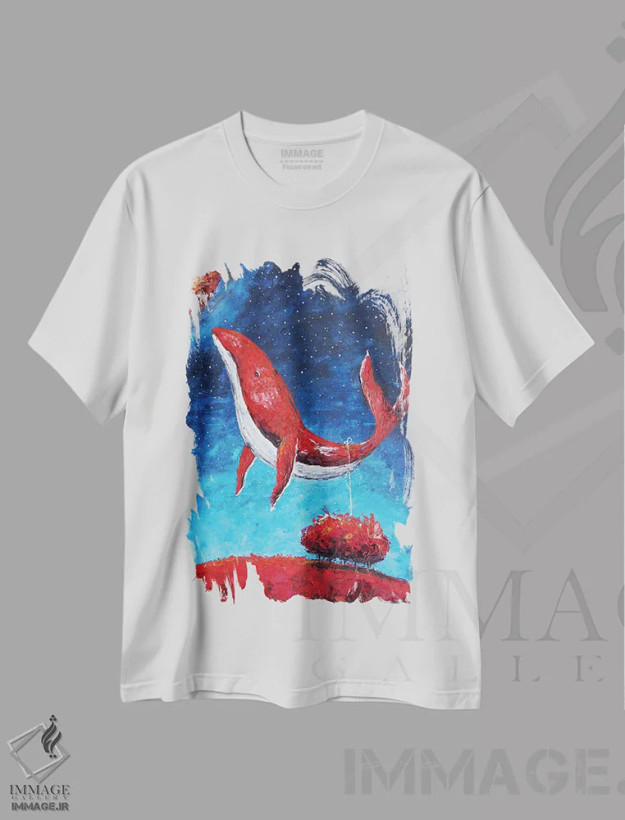 تیشرت سفید طرح دار نهنگ قرمز، مدیوم اثر اوگنیا اسمیرنوا | فروشگاه ایماژ