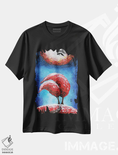 تیشرت مشکی طرح دار برف در حال بارش، مدیوم اثر اوگنیا اسمیرنوا | فروشگاه ایماژ