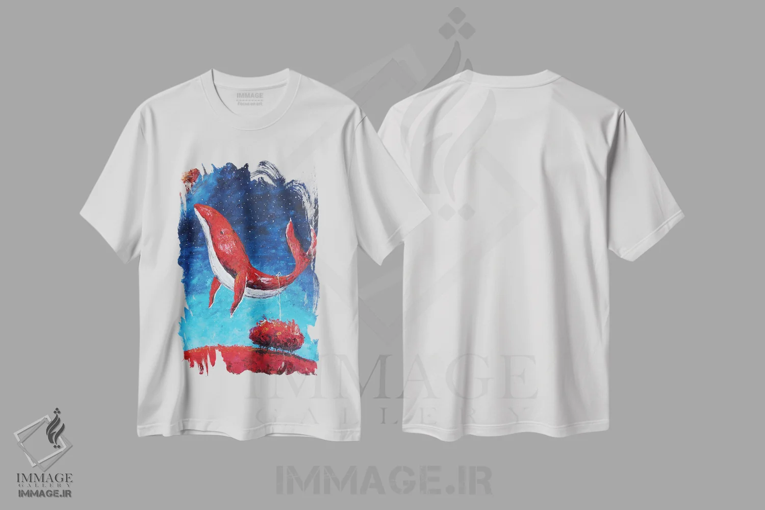 تیشرت سفید طرح دار نهنگ قرمز، مدیوم اثر اوگنیا اسمیرنوا | فروشگاه ایماژ