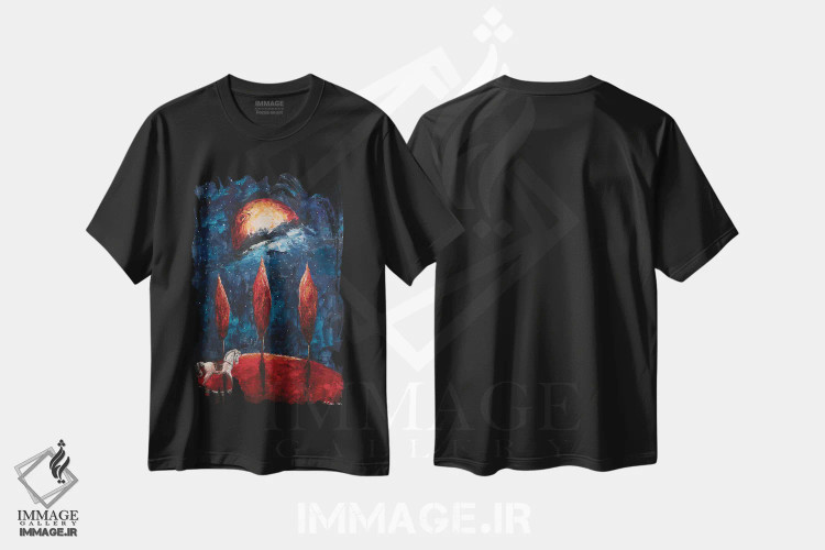 تیشرت مشکی طرح دار خاطرات کودکی، مدیوم اثر اوگنیا اسمیرنوا | immage.ir