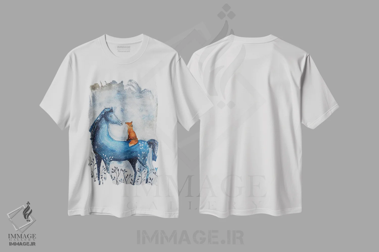 تیشرت سفید طرح دار اسب آبی، مدیوم اثر اوگنیا اسمیرنوا | فروشگاه ایماژ