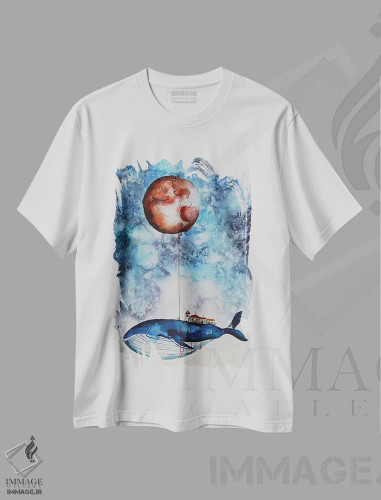 تیشرت سفید طرح دار نهنگ و ماه سرخ، مدیوم اثر اوگنیا اسمیرنوا | فروشگاه ایماژ