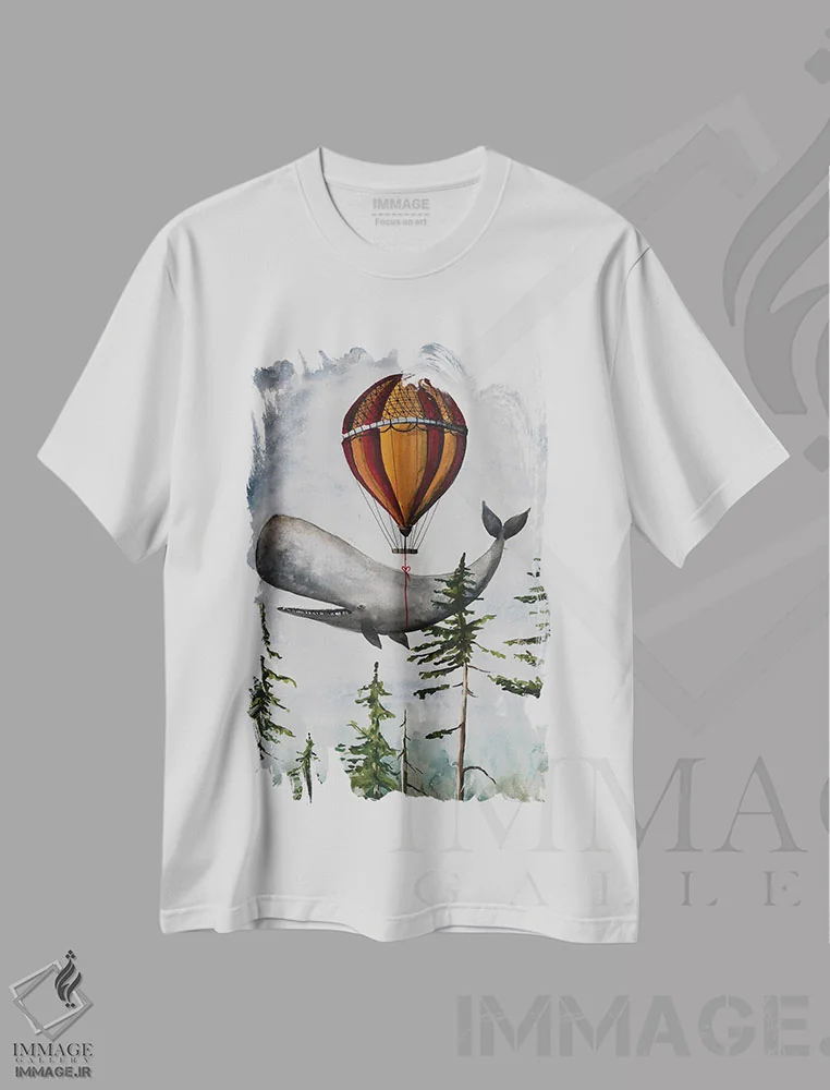 تیشرت سفید طرح دار نهنگ به سبک قدیمی، مدیوم اثر اوگنیا اسمیرنوا | immage.ir