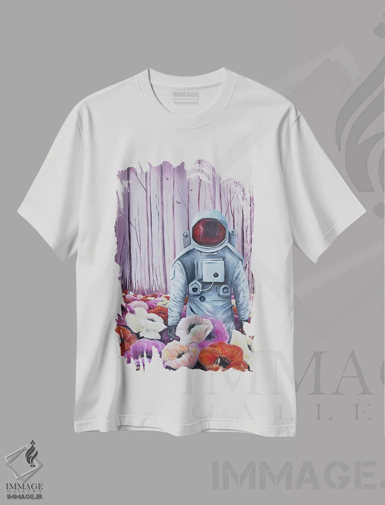 تیشرت سفید طرح دار فضانورد، مدیوم اثر اوگنیا اسمیرنوا | immage.ir