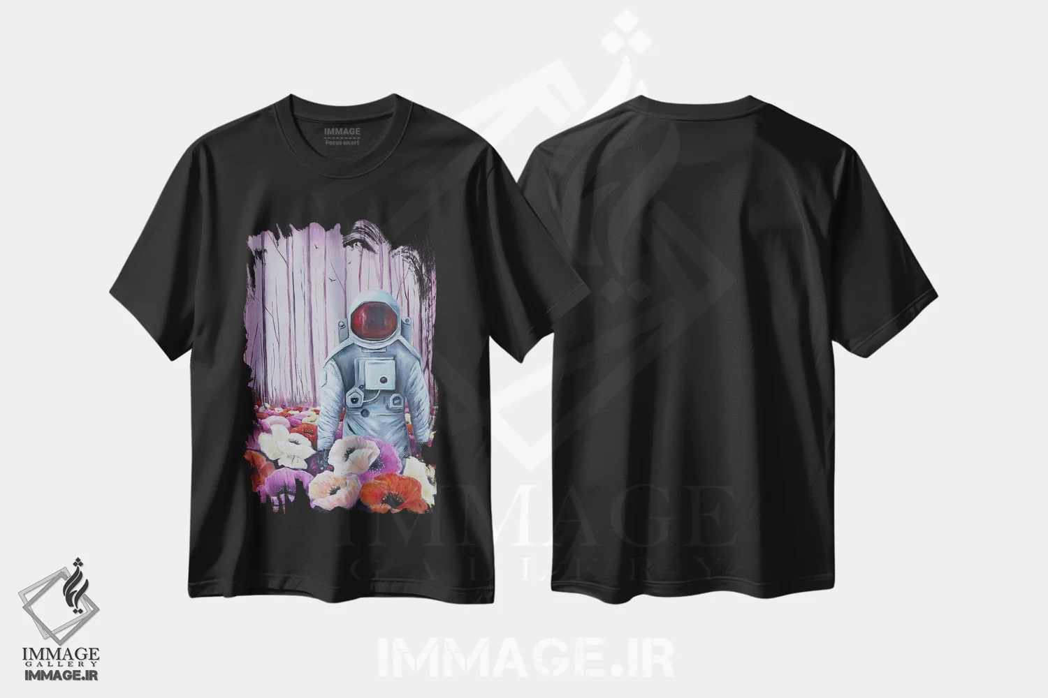 تیشرت مشکی طرح دار فضانورد، مدیوم اثر اوگنیا اسمیرنوا | فروشگاه ایماژ