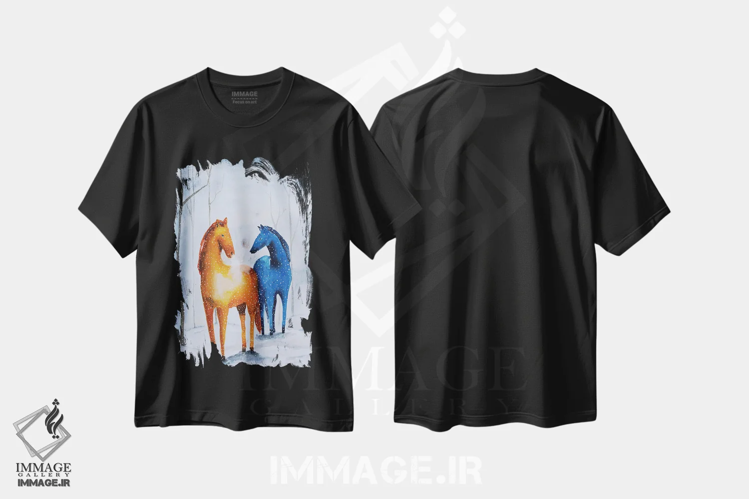 تیشرت مشکی طرح دار در جنگل زمستانی، مدیوم اثر اوگنیا اسمیرنوا | immage.ir