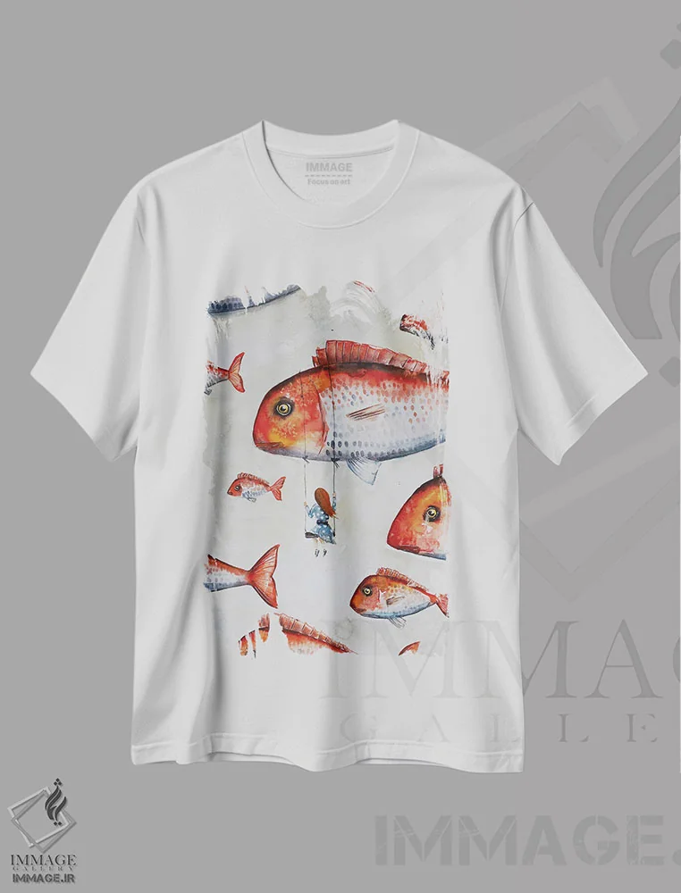 تیشرت سفید طرح دار روی تاب، مدیوم اثر اوگنیا اسمیرنوا | فروشگاه ایماژ