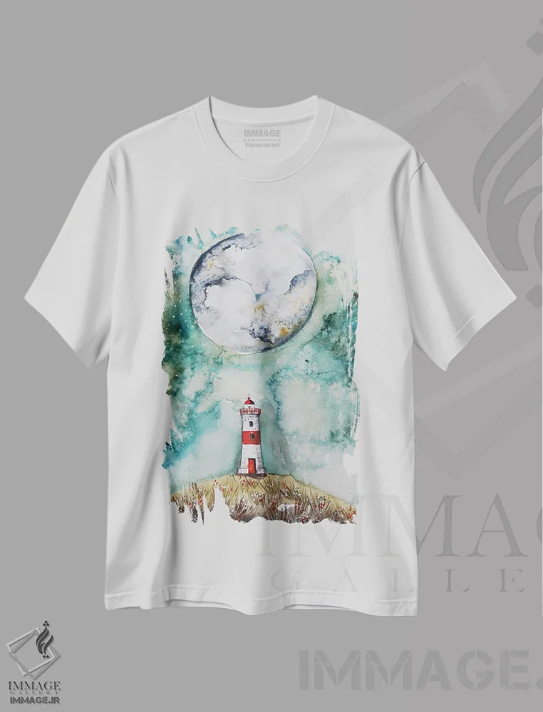 تیشرت سفید طرح دار آسمان سبز، مدیوم اثر اوگنیا اسمیرنوا | immage.ir