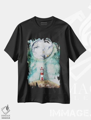 تیشرت مشکی طرح دار آسمان سبز، مدیوم اثر اوگنیا اسمیرنوا | فروشگاه ایماژ