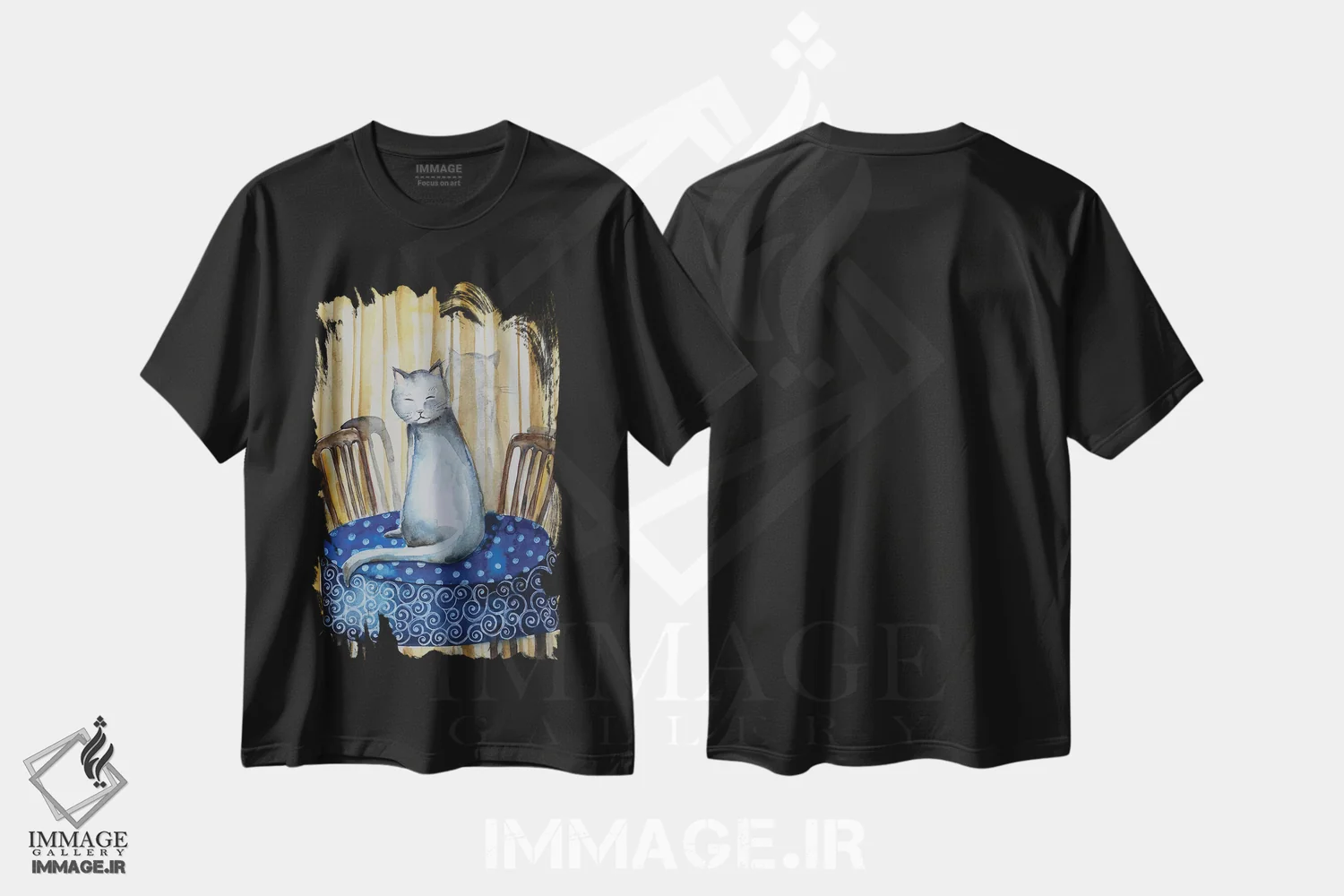 تیشرت مشکی طرح دار گربه، مدیوم اثر اوگنیا اسمیرنوا | immage.ir