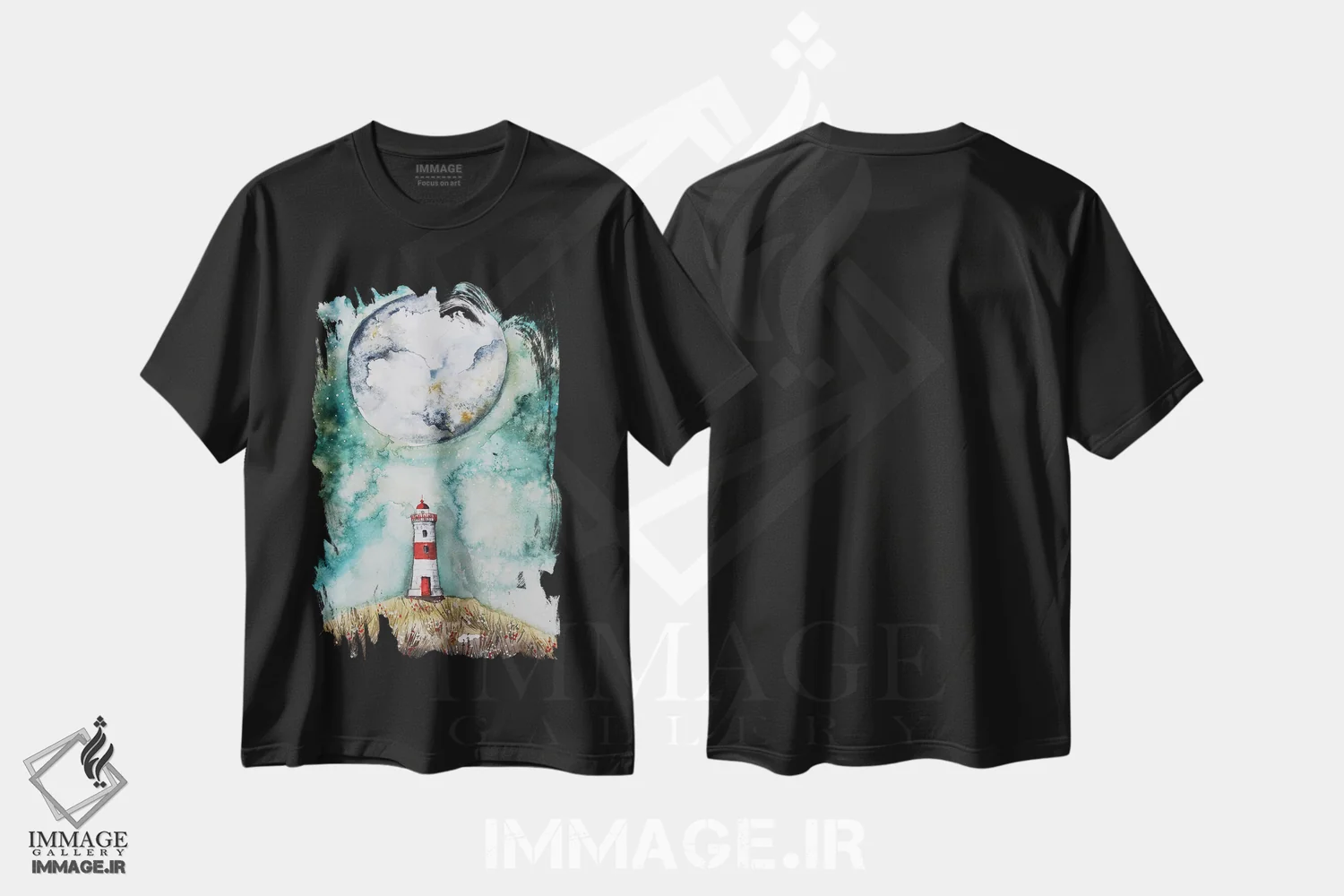 تیشرت مشکی طرح دار آسمان سبز، مدیوم اثر اوگنیا اسمیرنوا | فروشگاه ایماژ