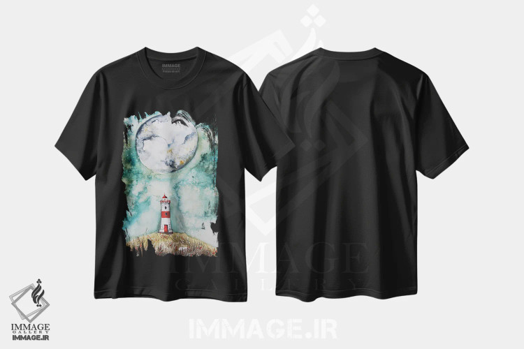 تیشرت مشکی طرح دار آسمان سبز، مدیوم اثر اوگنیا اسمیرنوا | فروشگاه ایماژ