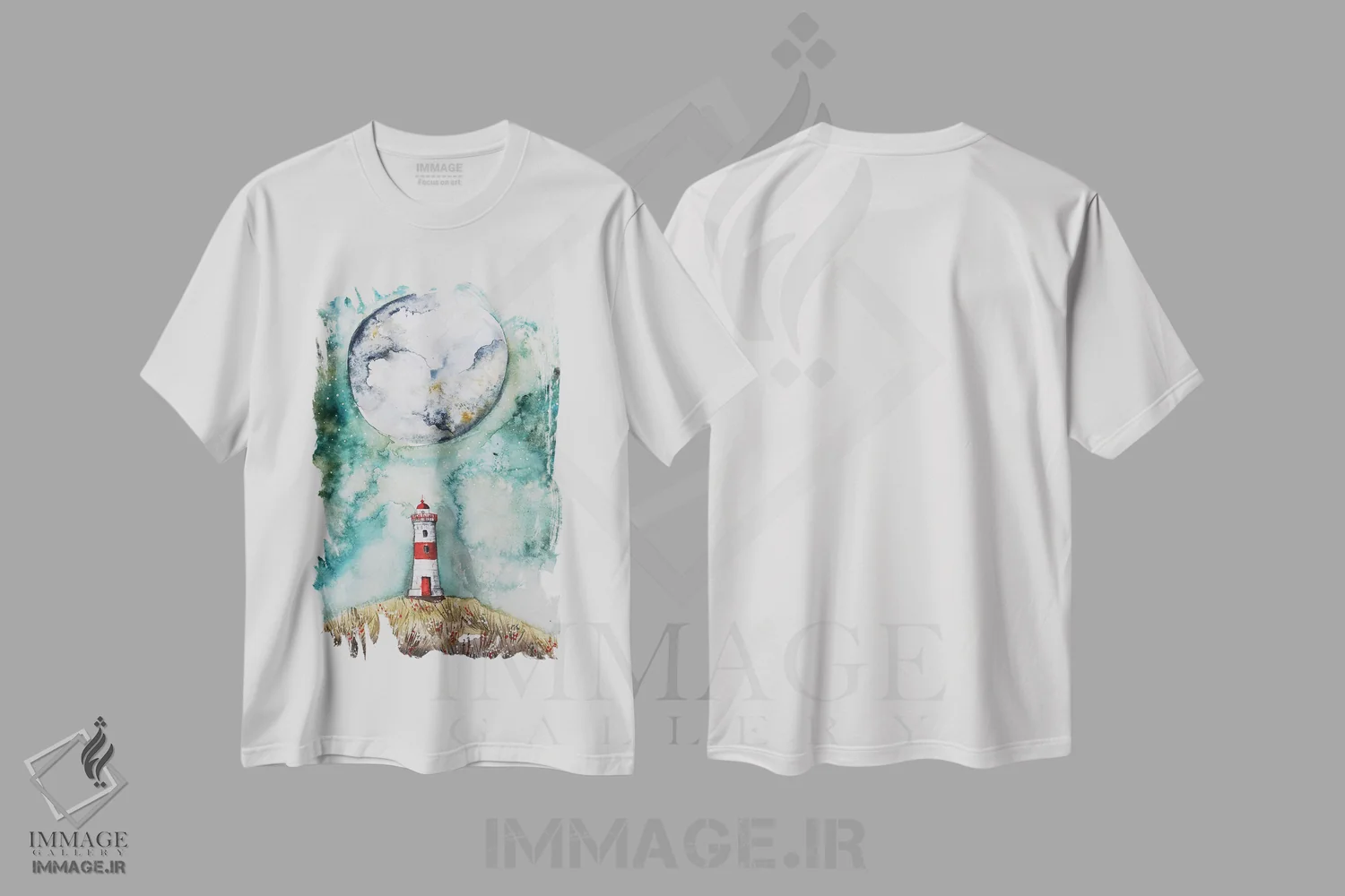 تیشرت سفید طرح دار آسمان سبز، مدیوم اثر اوگنیا اسمیرنوا | immage.ir