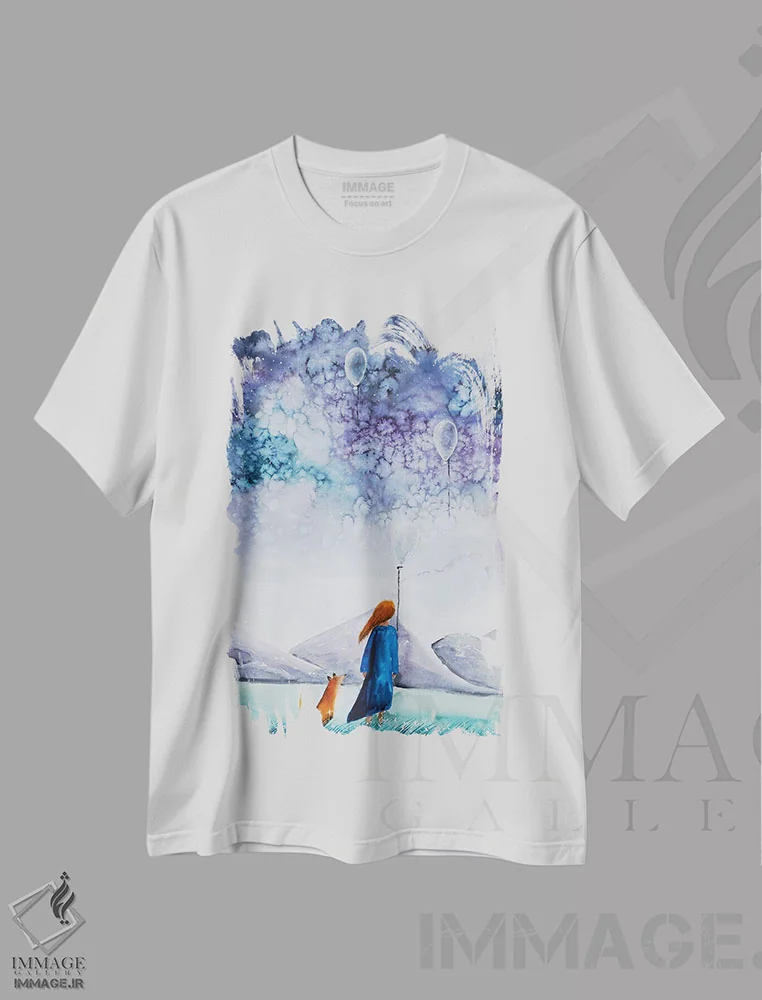 تیشرت سفید طرح دار دختر و روباه، مدیوم اثر اوگنیا اسمیرنوا | immage.ir
