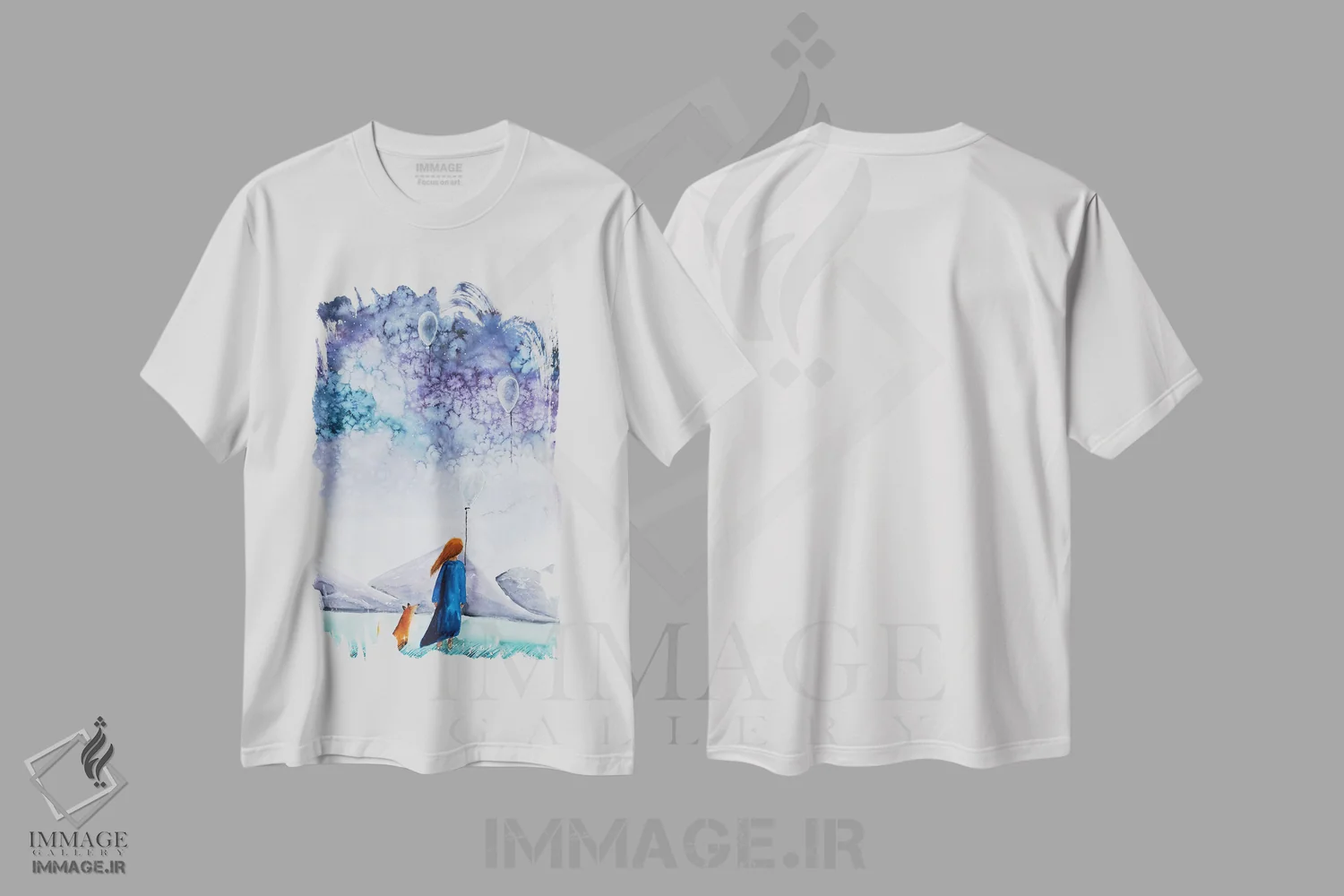 تیشرت سفید طرح دار دختر و روباه، مدیوم اثر اوگنیا اسمیرنوا | immage.ir