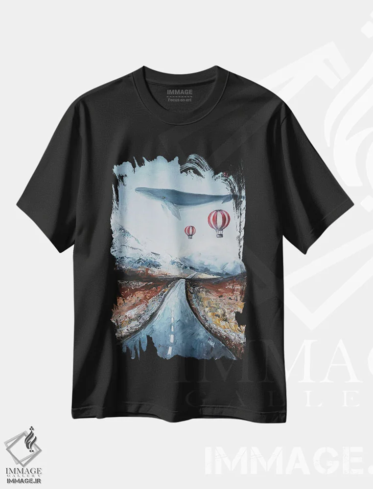 تیشرت مشکی طرح دار نهنگ در کوهستان، مدیوم اثر اوگنیا اسمیرنوا | immage.ir
