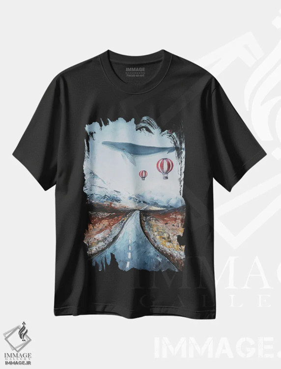 تیشرت مشکی طرح دار نهنگ در کوهستان، مدیوم اثر اوگنیا اسمیرنوا | immage.ir