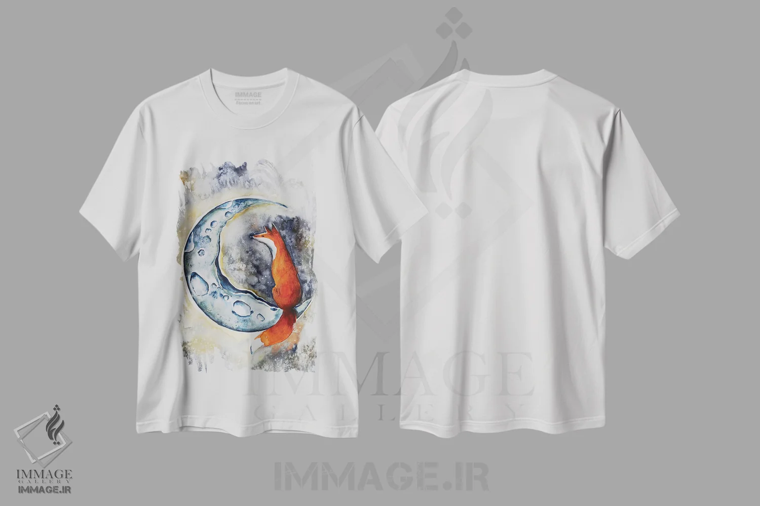 تیشرت سفید طرح دار روباه و ماه، مدیوم اثر اوگنیا اسمیرنوا | فروشگاه ایماژ