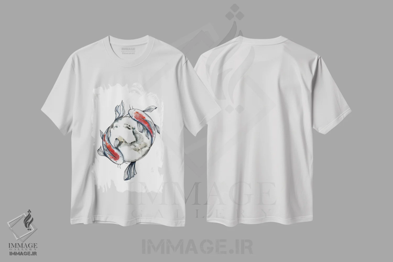 تیشرت سفید طرح دار ماهی های کوی و ماه، مدیوم اثر اوگنیا اسمیرنوا | immage.ir