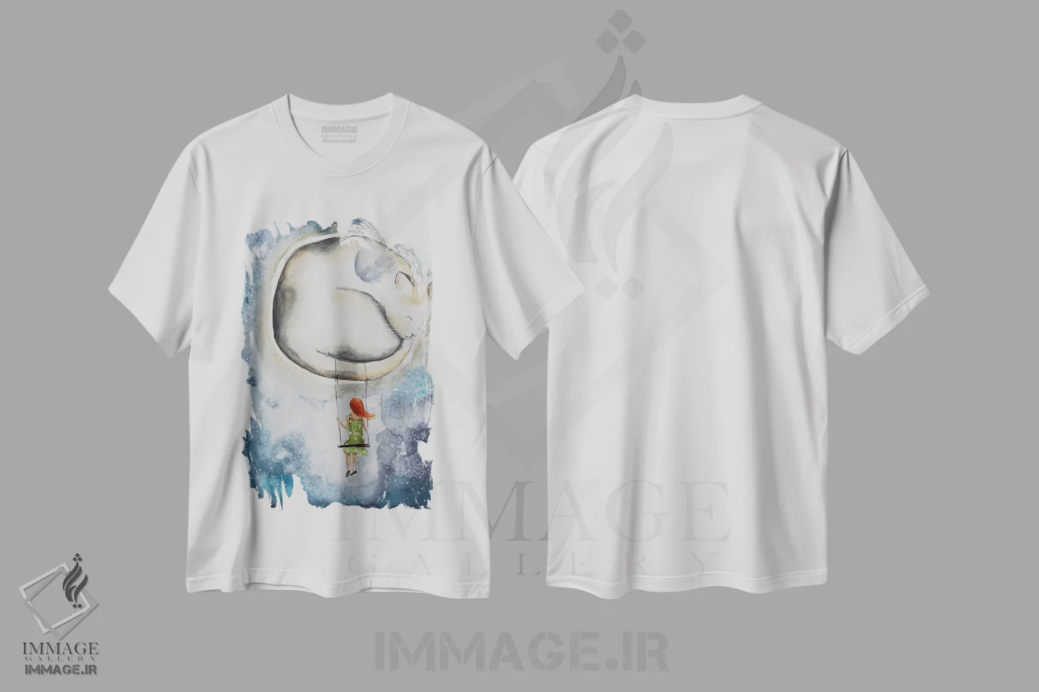 تیشرت سفید طرح دار ماه و گربه، مدیوم اثر اوگنیا اسمیرنوا | immage.ir