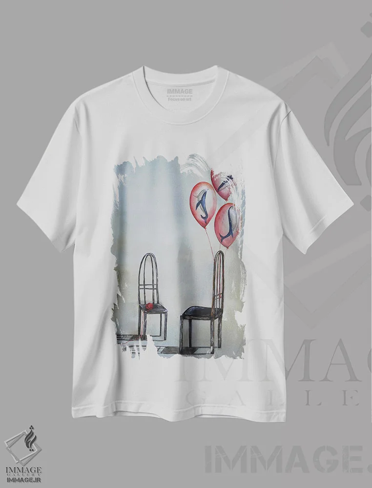 تیشرت سفید طرح دار گفت وگو، مدیوم اثر اوگنیا اسمیرنوا | فروشگاه ایماژ