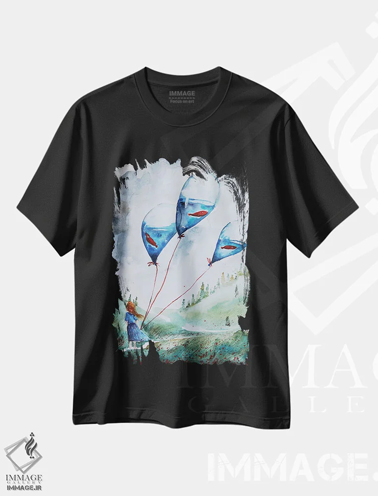 تیشرت مشکی طرح دار روز بادخیز، مدیوم اثر اوگنیا اسمیرنوا | فروشگاه ایماژ