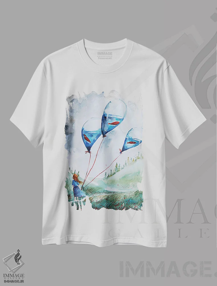 تیشرت سفید طرح دار روز بادخیز، مدیوم اثر اوگنیا اسمیرنوا | immage.ir