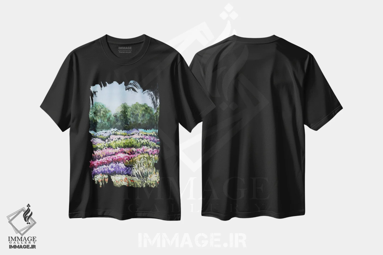 تیشرت مشکی طرح دار مزرعه گل، مدیوم اثر اوگنیا اسمیرنوا | immage.ir