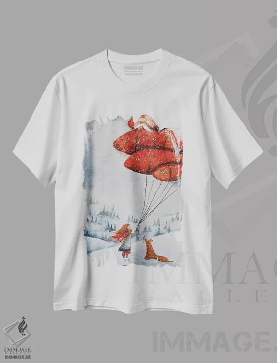 تیشرت سفید طرح دار بگذار برف ببارد، دکور تعطیلات اثر اوگنیا اسمیرنوا | immage.ir